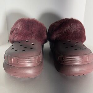 CROCS Mens Dark Cherry Classic Furever Crush Faux Shearling Lined Clog-Size 11